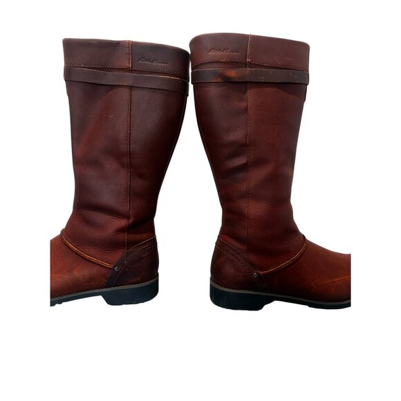 Sold Eddie Bauer Leather Tall Knee High Riding Boots 8 Women Brown Equestrian - Picture 7 of 16